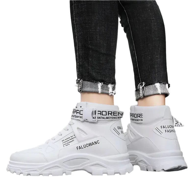 Men’s Casual Ankle Boots - Retro Platform Lace-Up Shoes with Heightening Sole